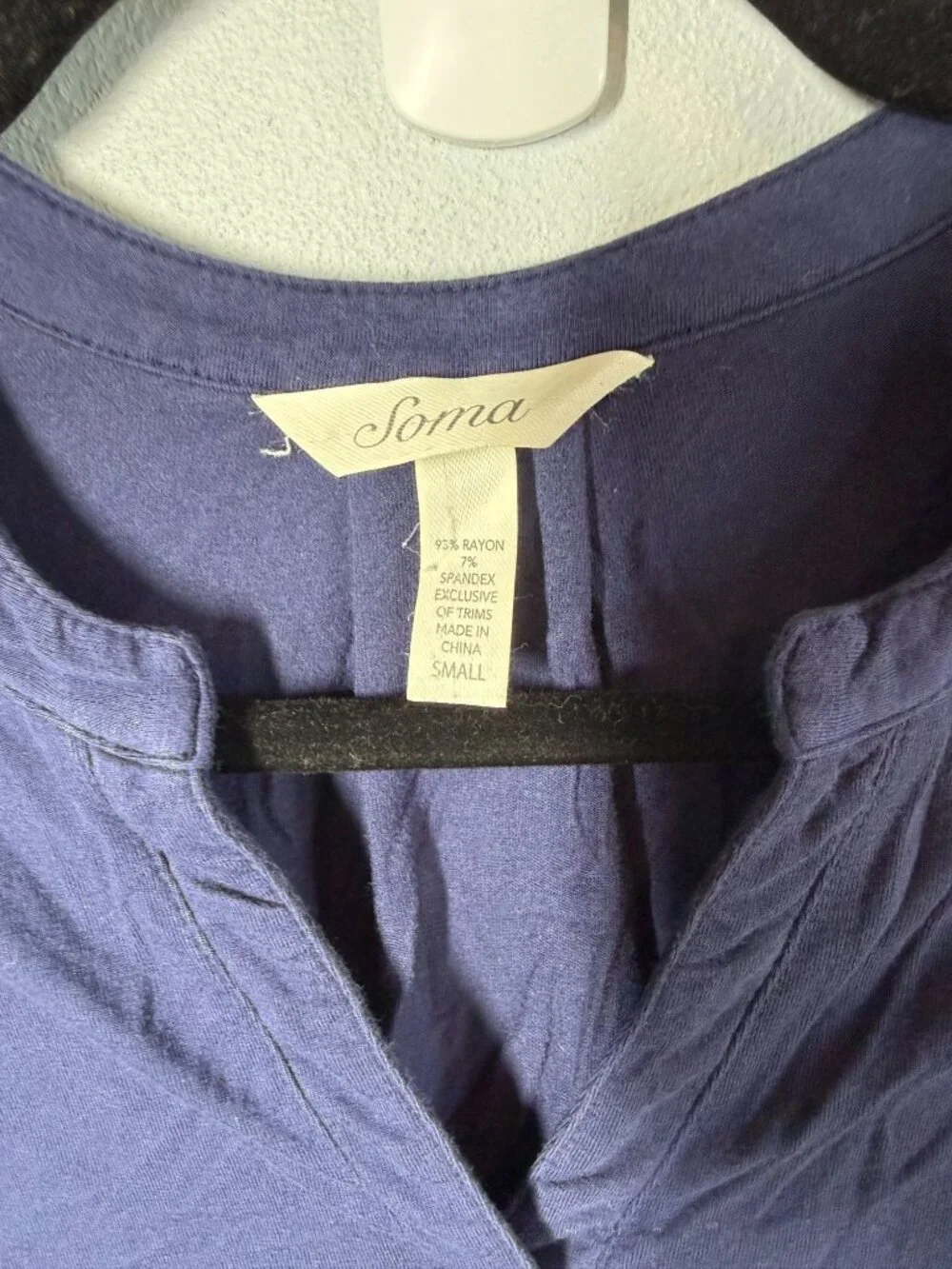 Soma Pajama Top Womens Small Navy Blue Sleepwear Lounge Soft Cap Sleeve Tee